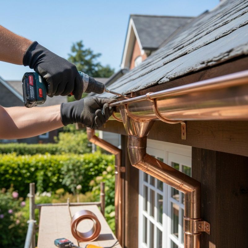 Commercial Copper Gutters Installation